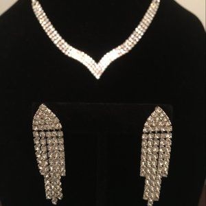 Rhinestone Necklace and Earring Set